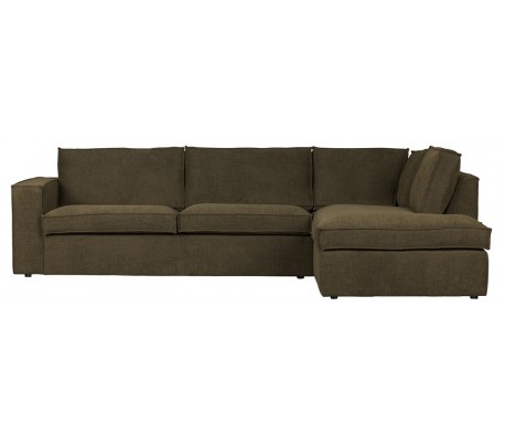 Billede af Freddie sofa med chaiselong i tekstil 283 x 197 cm - Varm grøn