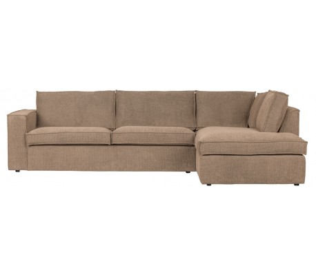 Se Freddie sofa med chaiselong i tekstil 283 x 197 cm - Leverbrun hos Lepong.dk