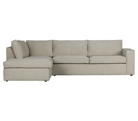 Se Freddie sofa med chaiselong i tekstil 283 x 197 cm - Natur hos Lepong.dk