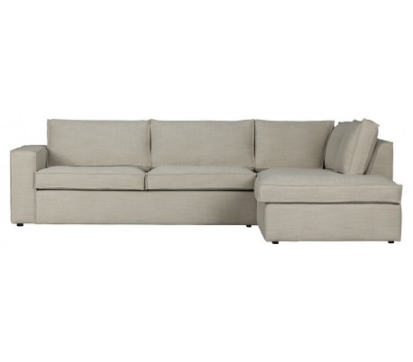 Freddie sofa med chaiselong i tekstil 283 x 197 cm - Leverbrun