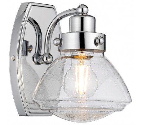 Se Scholar Badeværelseslampe i stål og glas H22,1 cm 1 x E27 - Poleret krom/Klar med dråbeeffekt hos Lepong.dk
