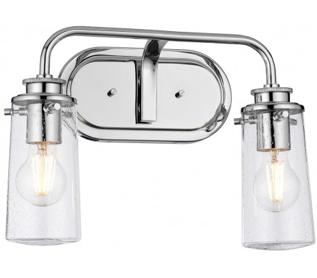Braelyn Badeværelseslampe i stål og glas H24,4 cm 1 x E27 - Poleret krom/Klar med dråbeeffekt