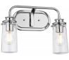 Braelyn Badeværelseslampe i stål og glas B37,4 cm 2 x E27 - Poleret krom/Klar med dråbeeffekt