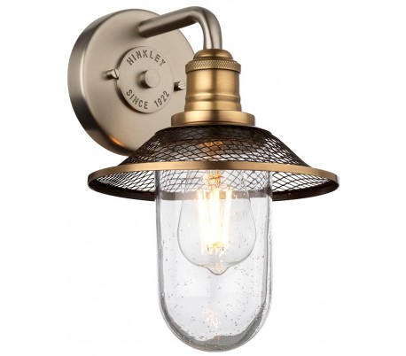 Billede af Rigby Badeværelseslampe i stål og glas H30 cm 1 x E27 - Antik nikkel/Antik messing/Klar med dråbeeffekt