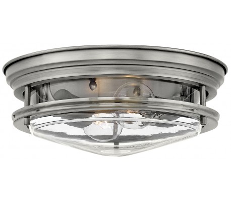 Hadrian Badeværelseslampe i stål og glas Ø30,5 cm 2 x E27 - Børstet messing/Klar