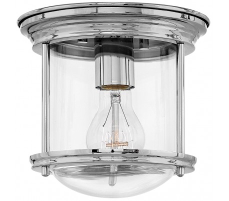Se Hadrian Mini Badeværelseslampe i stål og glas Ø19,6 cm 1 x E27 - Poleret krom/Klar hos Lepong.dk