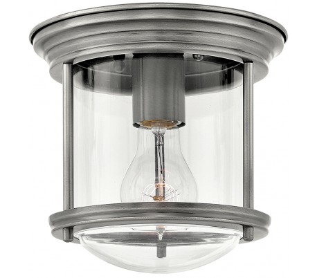 Hadrian Mini Badeværelseslampe i stål og glas Ø19,6 cm 1 x E27 - Børstet messing/Klar