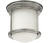 Hadrian Mini Badeværelseslampe i stål og glas Ø19,6 cm 1 x E27 - Antik nikkel/Opalhvid