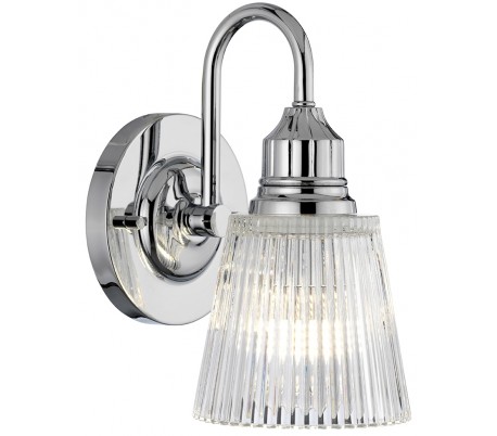 Braelyn Badeværelseslampe i stål og glas H24,4 cm 1 x E27 - Poleret krom/Klar med dråbeeffekt