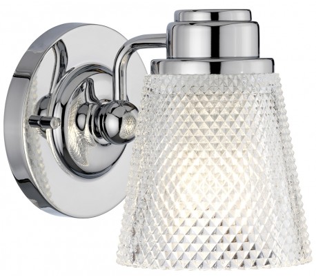 Billede af Hudson Badeværelseslampe i stål og glas H16 cm 1 x G9 LED - Poleret krom/Klar kantet