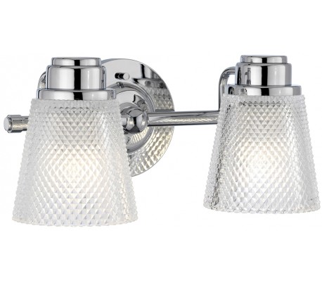 Se Hudson Badeværelseslampe i stål og glas B34,5 cm 2 x G9 LED - Poleret krom/Klar kantet hos Lepong.dk
