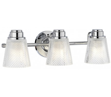 Se Hudson Badeværelseslampe i stål og glas B54,5 cm 3 x G9 LED - Poleret krom/Klar kantet hos Lepong.dk