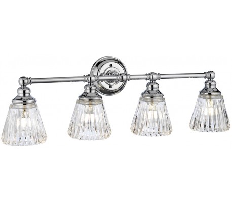 Addison Badeværelseslampe i stål og glas B82,2 cm 4 x G9 LED - Poleret krom/Klar rillet