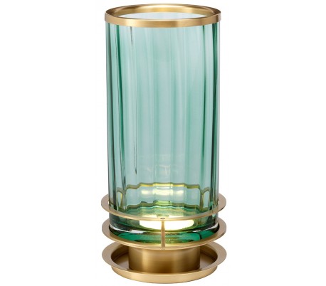 Billede af Arno Bordlampe i glas og stål H35,4 cm 1 x GX53 - Aldret messing/Grøn