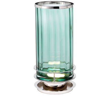 Billede af Arno Bordlampe i glas og stål H35,4 cm 1 x GX53 - Poleret nikkel/Grøn