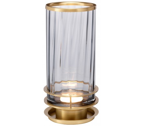 Se Arno Bordlampe i glas og stål H35,4 cm 1 x GX53 - Aldret messing/Røget hos Lepong.dk