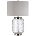 Sola Bordlampe i glas og tekstil H68 cm 1 x E27 + 1 x GU10 LED - Klar/Sølvgrå