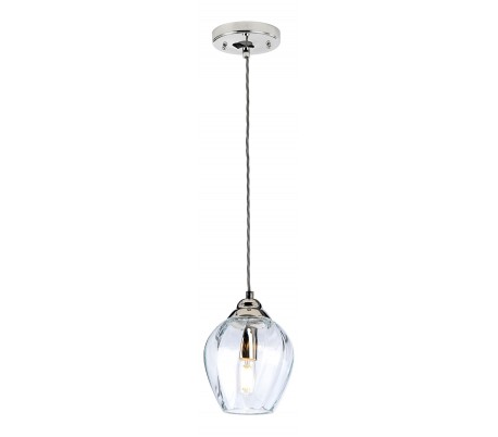 Billede af Tiber Loftlampe i glas og stål H34 - 219 cm 1 x E27 - Poleret nikkel/Klar