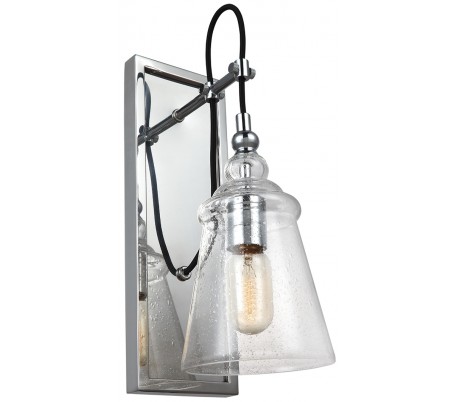 Se Loras Væglampe i stål og glas H44 cm 1 x E27 - Poleret krom/Klar med dråbeeffekt hos Lepong.dk