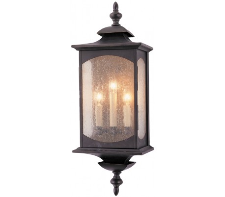 Se Market Square Væglampe i stål og glas H63,8 cm 3 x E14 - Antik bronze/Klar med dråbeeffekt hos Lepong.dk