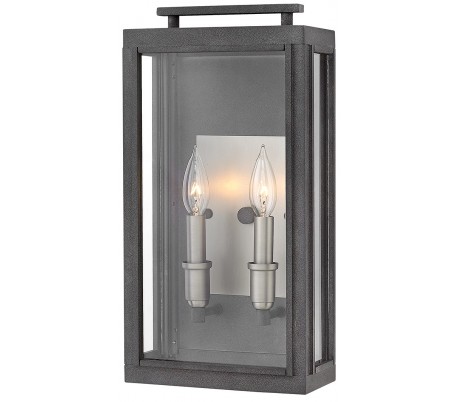Sutcliffe Væglampe i stål og glas H35,5 cm 1 x E27 - Aldret zink/Antik nikkel/Klar