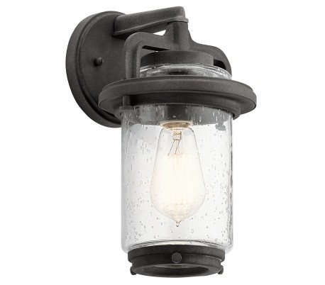 Se Andover Væglampe i stål og glas H29,2 cm 1 x E27 - Aldret zink/Klar med dråbeeffekt hos Lepong.dk