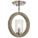 Fletcher Loftlampe i stål og glas Ø45,7 cm 3 x E27 - Aldret zink/Antik messing/Opalhvid
