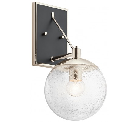 Se Marilyn Væglampe i stål og glas H39,2 cm 1 x E27 - Sort/Poleret nikkel/Klar med dråbeeffekt hos Lepong.dk
