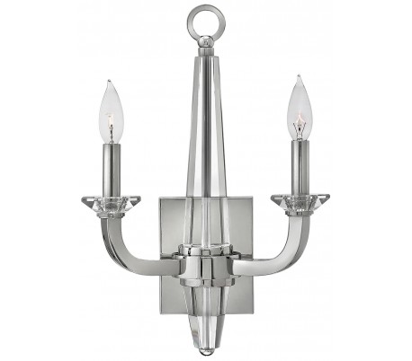 Se Ascher Væglampe i stål og glas H45 cm 2 x E14 - Poleret nikkel/Klar hos Lepong.dk