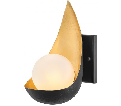 Se Ren Væglampe i stål og glas H25,4 cm 1 x G9 LED - Sort/Antik guld/Hvid hos Lepong.dk