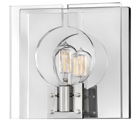 Se Ludlow Væglampe i stål og glas 26,2 x 26,2 cm 1 x E27 - Poleret nikkel/Klar hos Lepong.dk