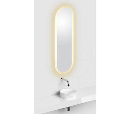 Billede af LOOK AT ME vægspejl med lys IP44 90 x 28 cm - Hvid satineret