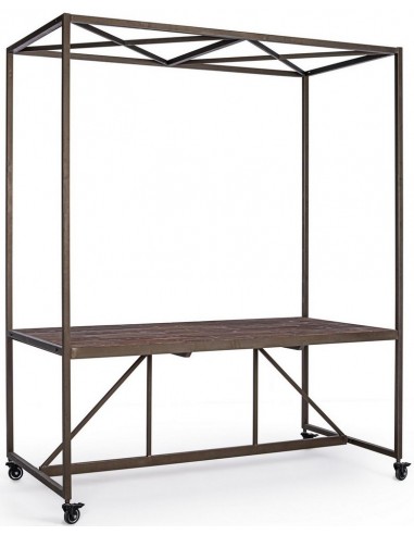 Billede af Spisebord i genanvendt fyrretræ og stål 180 x 90 cm - Antik grå/Antik brun