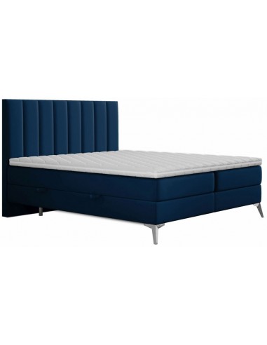 Billede af Somerset kontinentalseng med opbevaring og sengegavl 140 x 200 cm med 7 komfortzoner - Krom/Dyb blå