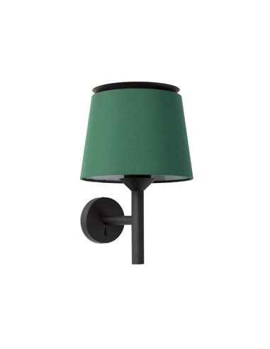 Se Savoy væglampe i tekstil og metal H39,2 cm 1 x E27 - Sort/Grøn hos Lepong.dk