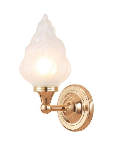Billede af Austen Badeværelseslampe i messing og glas H28 cm 1 x G9 LED - Poleret rødguld/Frostet hvid