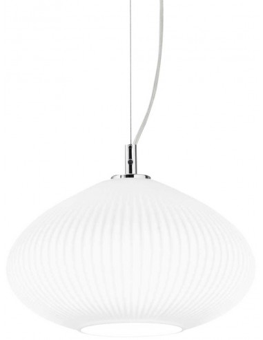 Billede af PLISSE Loftlampe i glas og metal Ø25 cm 1 x E27 - Krom/Hvid