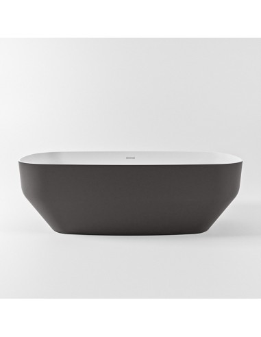 Se STONE fritstående badekar 170 x 75 cm Solid surface - Talkum/Mørkegrå hos Lepong.dk