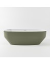 STONE fritstående badekar 170 x 75 cm Solid surface - Talkum/Armygrøn