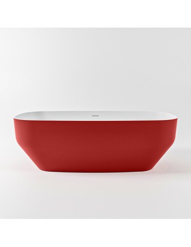 Se STONE fritstående badekar 170 x 75 cm Solid surface - Talkum/Rød hos Lepong.dk