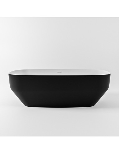 Se STONE fritstående badekar 170 x 75 cm Solid surface - Talkum/Sort hos Lepong.dk