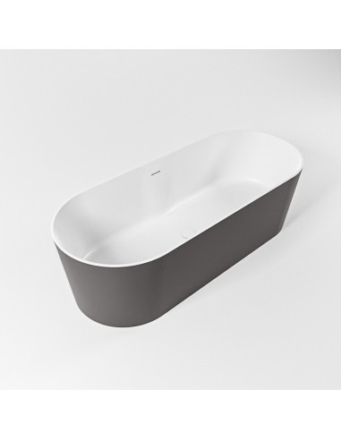Se NOBLE fritstående badekar 180 x 75 cm Solid surface - Talkum/Mørkegrå hos Lepong.dk