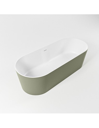 Billede af NOBLE fritstående badekar 180 x 75 cm Solid surface - Talkum/Armygrøn