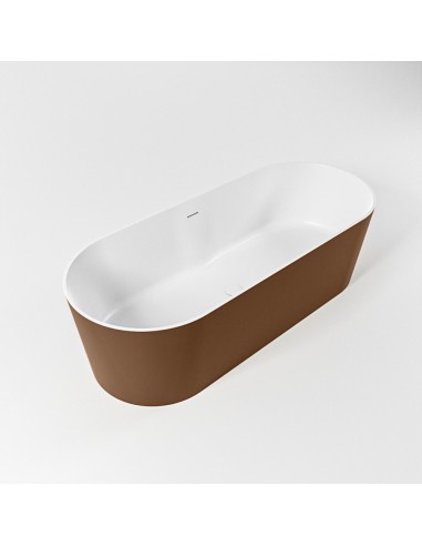 Se NOBLE fritstående badekar 180 x 75 cm Solid surface - Talkum/Rustbrun hos Lepong.dk