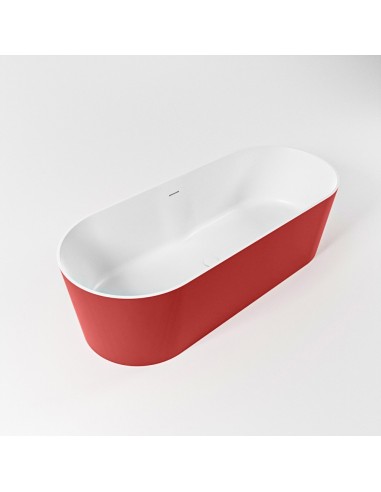 Se NOBLE fritstående badekar 180 x 75 cm Solid surface - Talkum/Rød hos Lepong.dk
