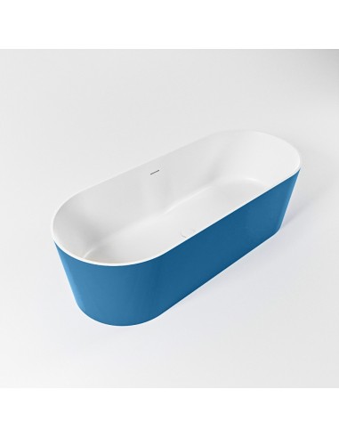Se NOBLE fritstående badekar 180 x 75 cm Solid surface - Talkum/Jeansblå hos Lepong.dk