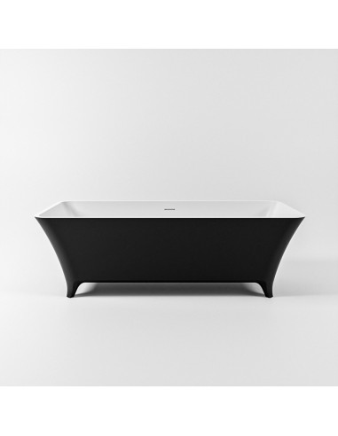 Se LUNDY fritstående badekar 170 x 75 cm Solid surface - Talkum/Sort hos Lepong.dk