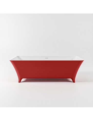 Se LUNDY fritstående badekar 170 x 75 cm Solid surface - Talkum/Rød hos Lepong.dk