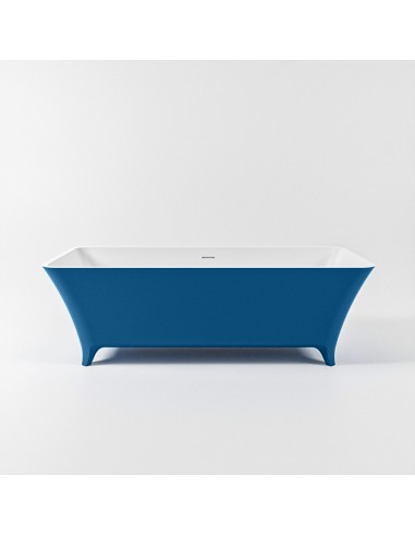 Se LUNDY fritstående badekar 170 x 75 cm Solid surface - Talkum/Jeansblå hos Lepong.dk