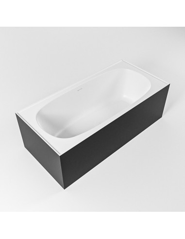 Se FREEZE fritstående badekar 180 x 85 cm Solid surface - Talkum/Sort hos Lepong.dk